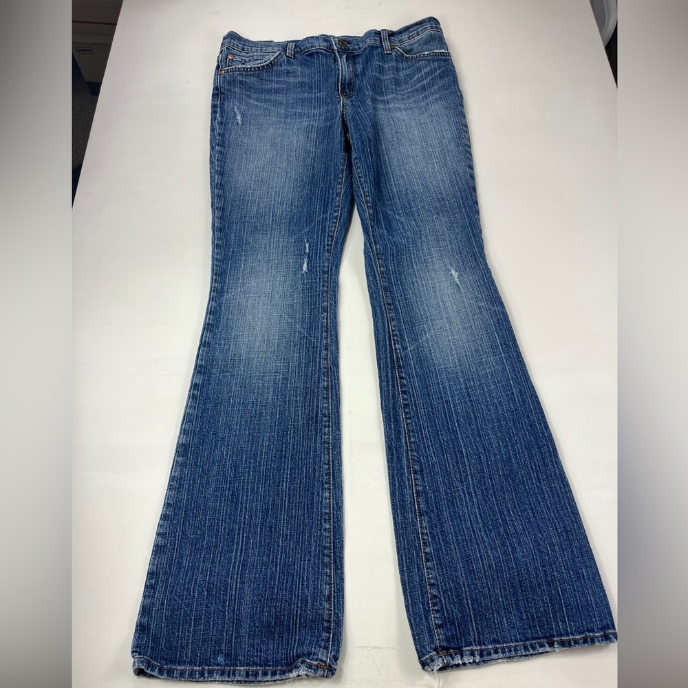 Blue 2 Women’s Blue Medium Wash Flared Jeans Embroidered 5-Pocket Size 31